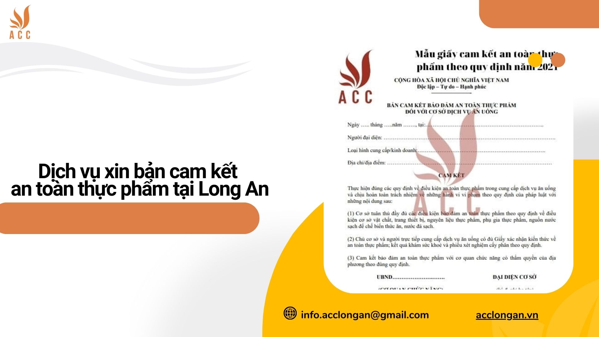 Dịch vụ xin bản cam kết an toàn thực phẩm tại Long An 