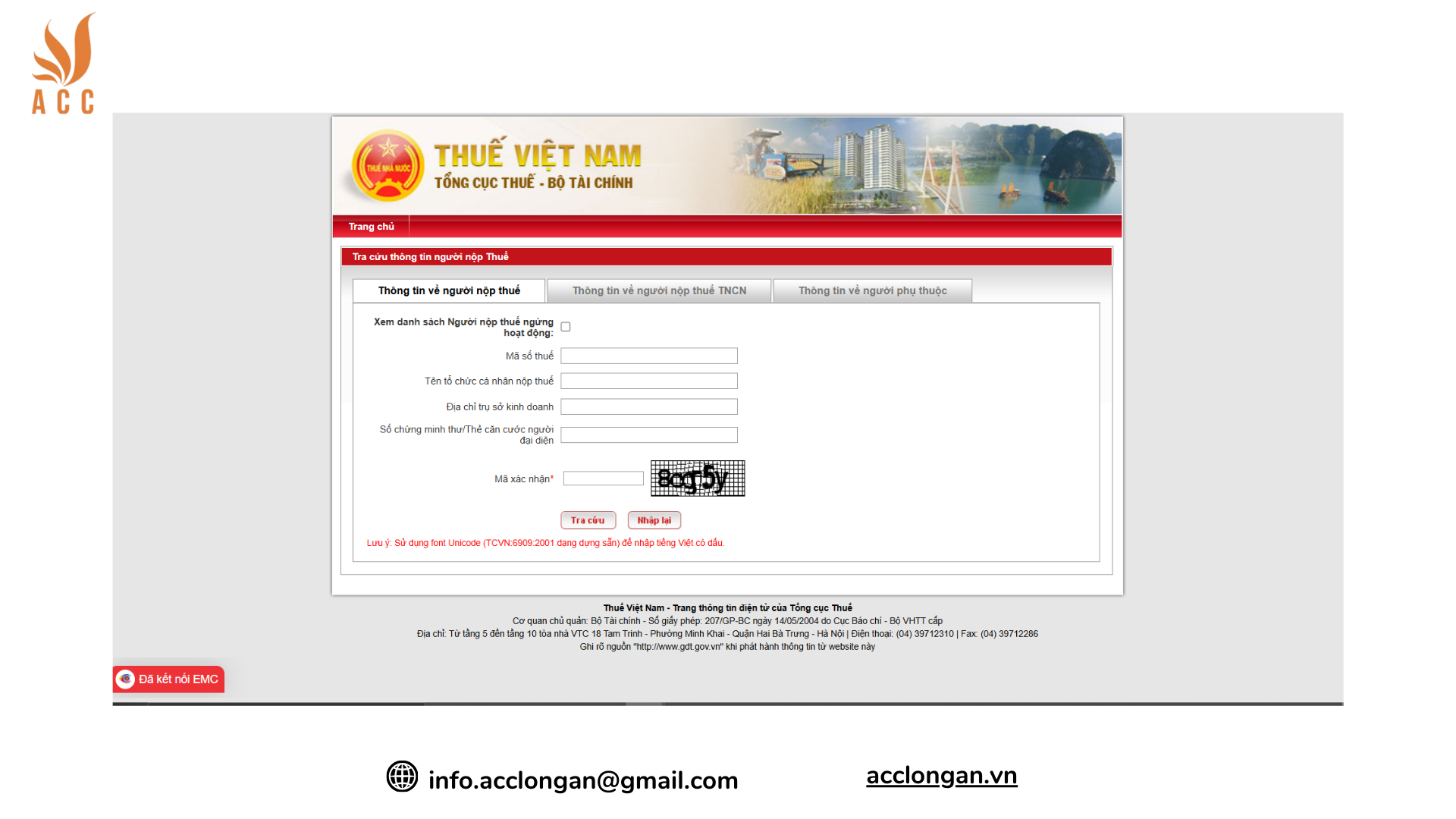 Tra cứu qua Tổng cục Thuế