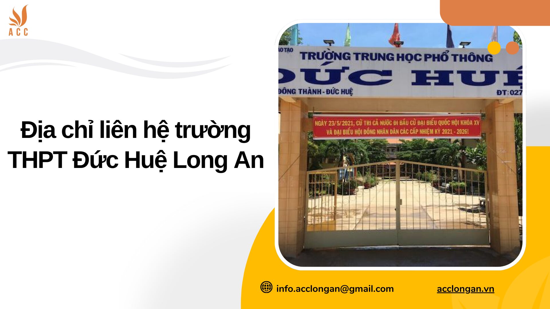 Địa chỉ liên hệ trường THPT Đức Huệ Long An