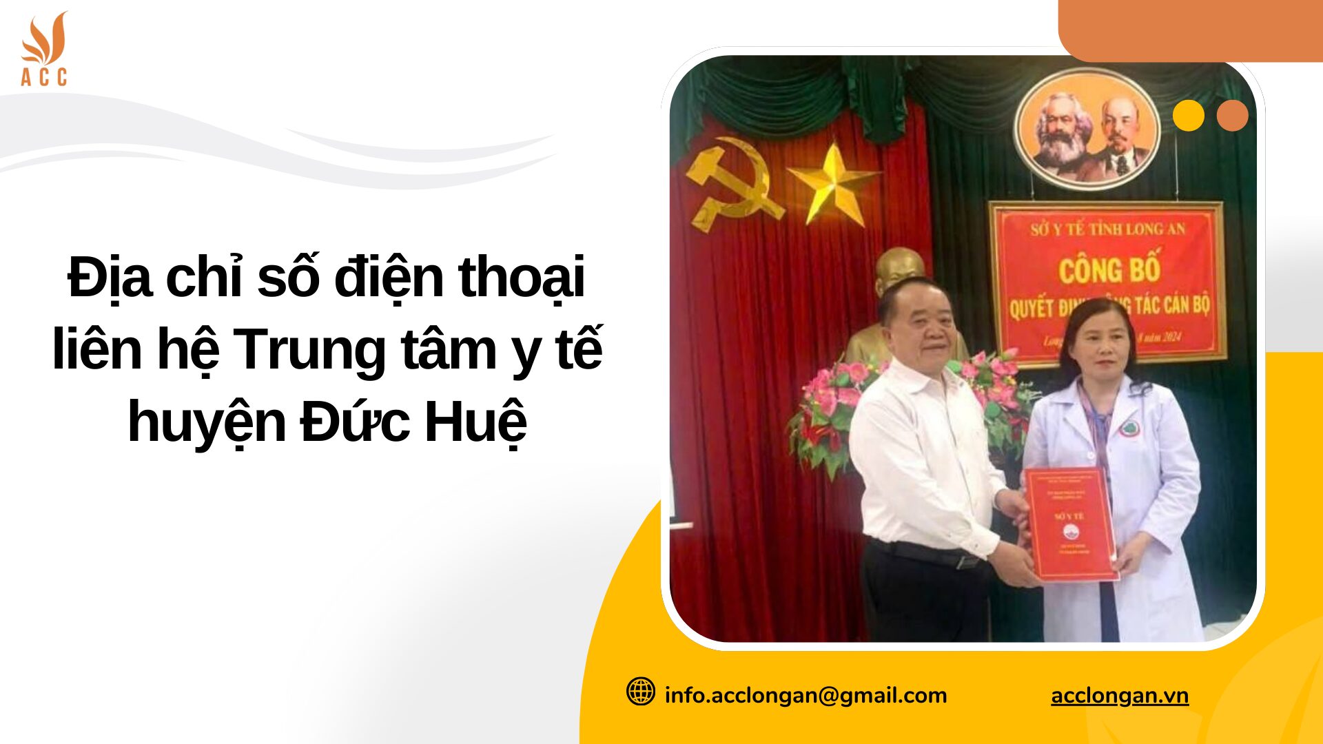 Địa chỉ số điện thoại liên hệ Trung tâm y tế huyện Đức Huệ