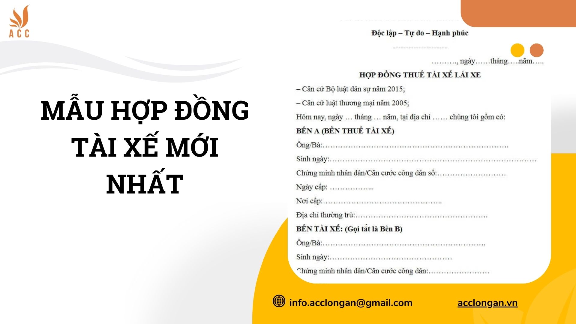 Mẫu hợp đồng tài xế mới nhất