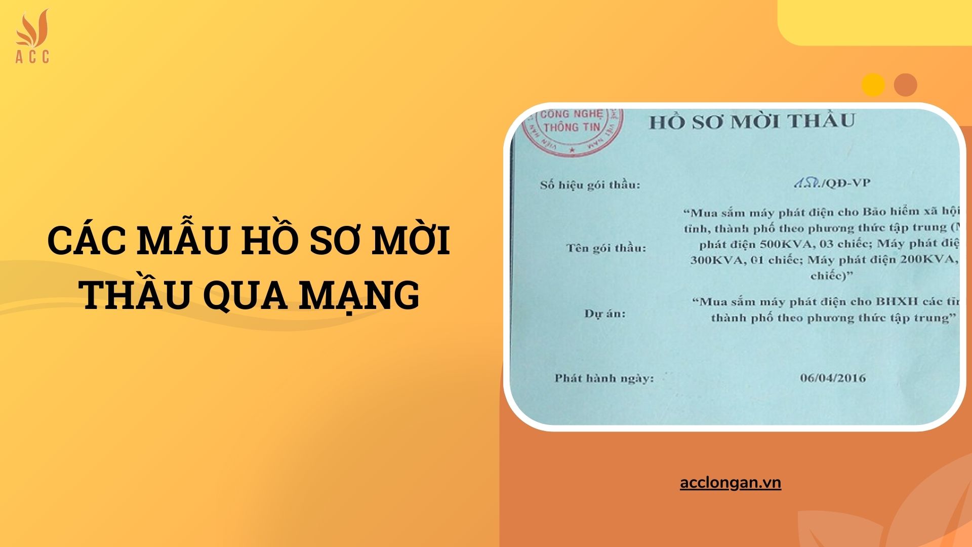 Các mẫu hồ sơ mời thầu qua mạng