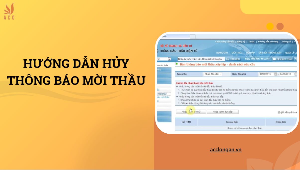Hướng dẫn hủy thông báo mời thầu