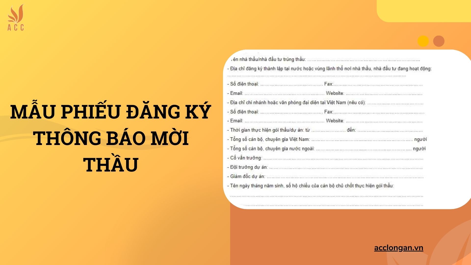 Mẫu phiếu đăng ký thông báo mời thầu