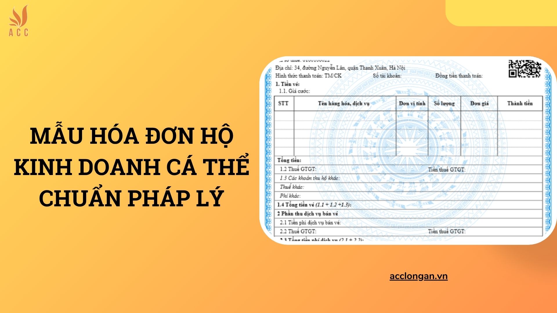 Mẫu hóa đơn hộ kinh doanh cá thể chuẩn pháp lý